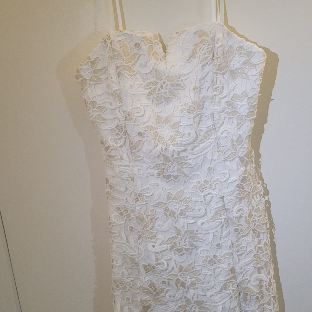 Strapless White Lace Dress